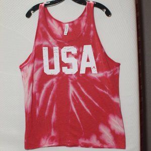 Bella + Canvas Woman’s Large Pink Tie Dye "USA" Tank Top
